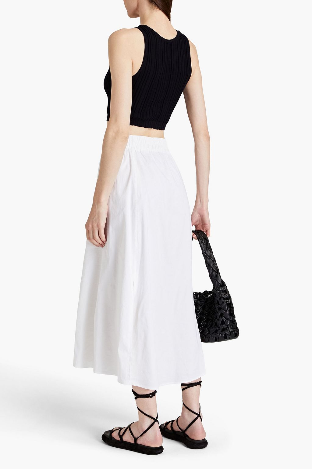THEORY Cropped Oberteil aus einer gerippten Baumwollmischung