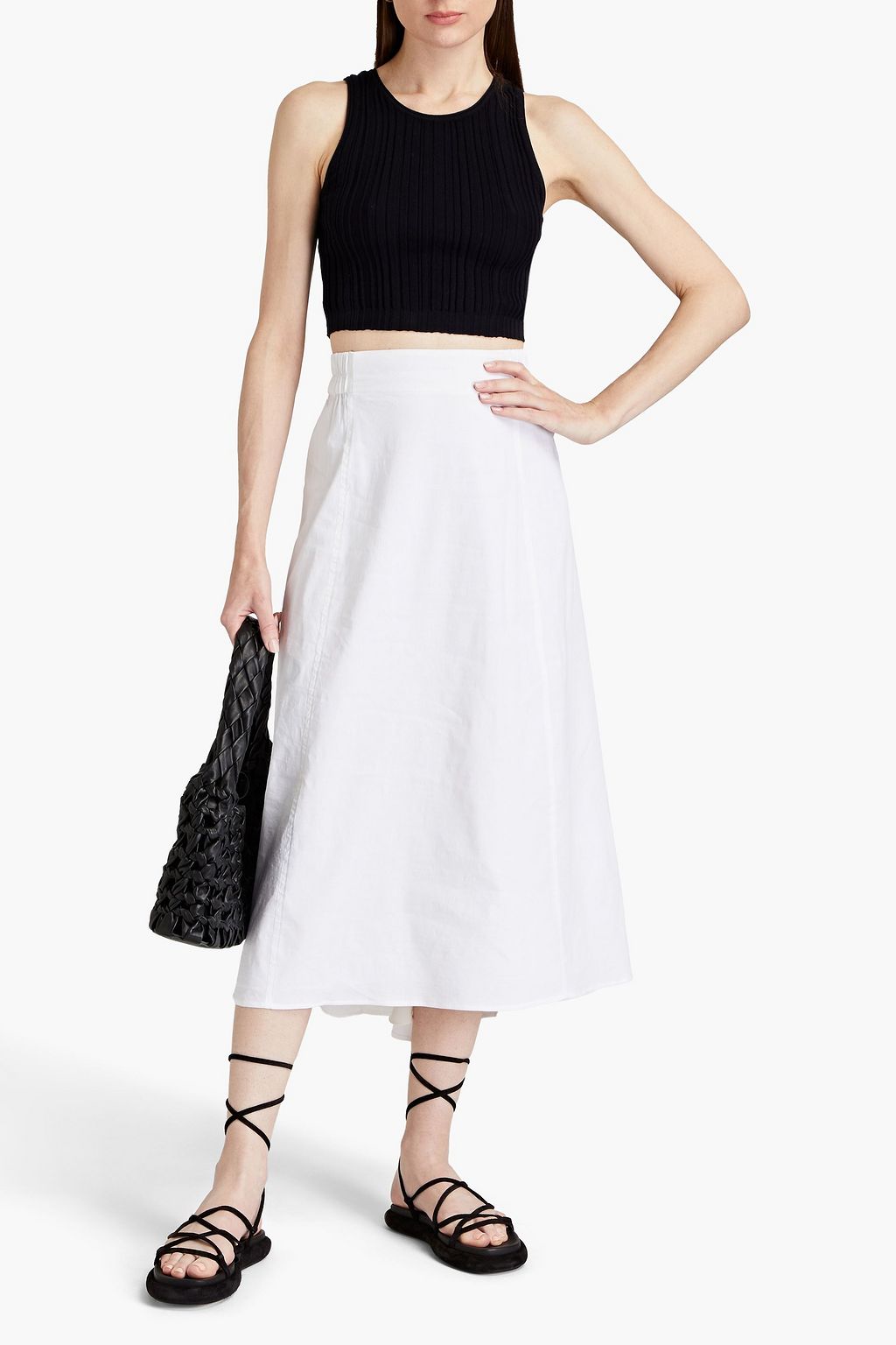 THEORY Cropped Oberteil aus einer gerippten Baumwollmischung