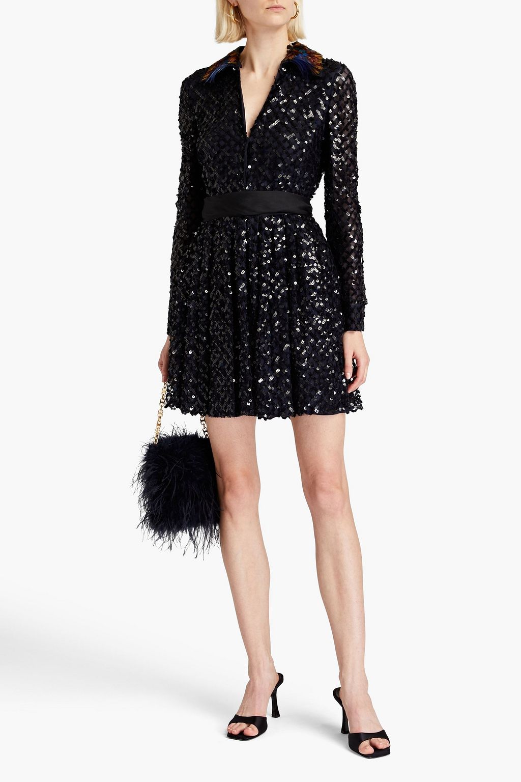 VALENTINO GARAVANI Embellished belted tulle mini dress