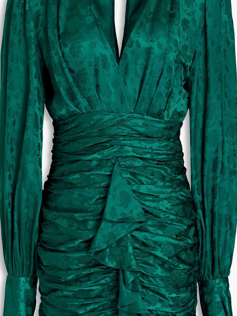 carissa ruched floral-jacquard mini dress