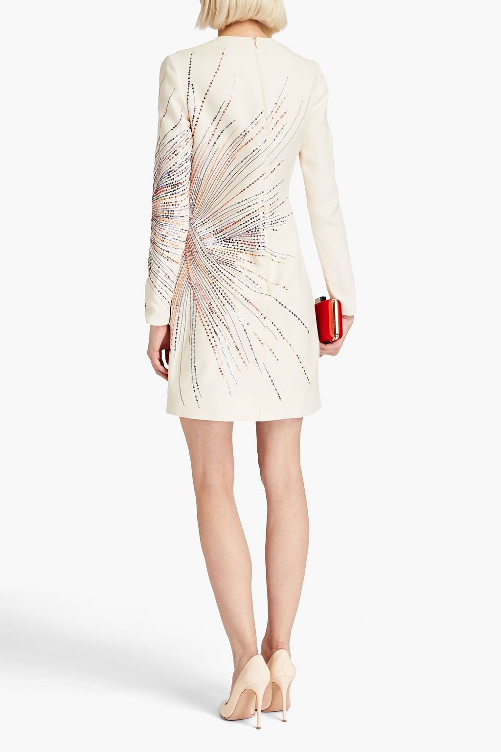 VALENTINO GARAVANI Verziertes Minikleid aus Crêpe aus einer Woll-Seidenmischung