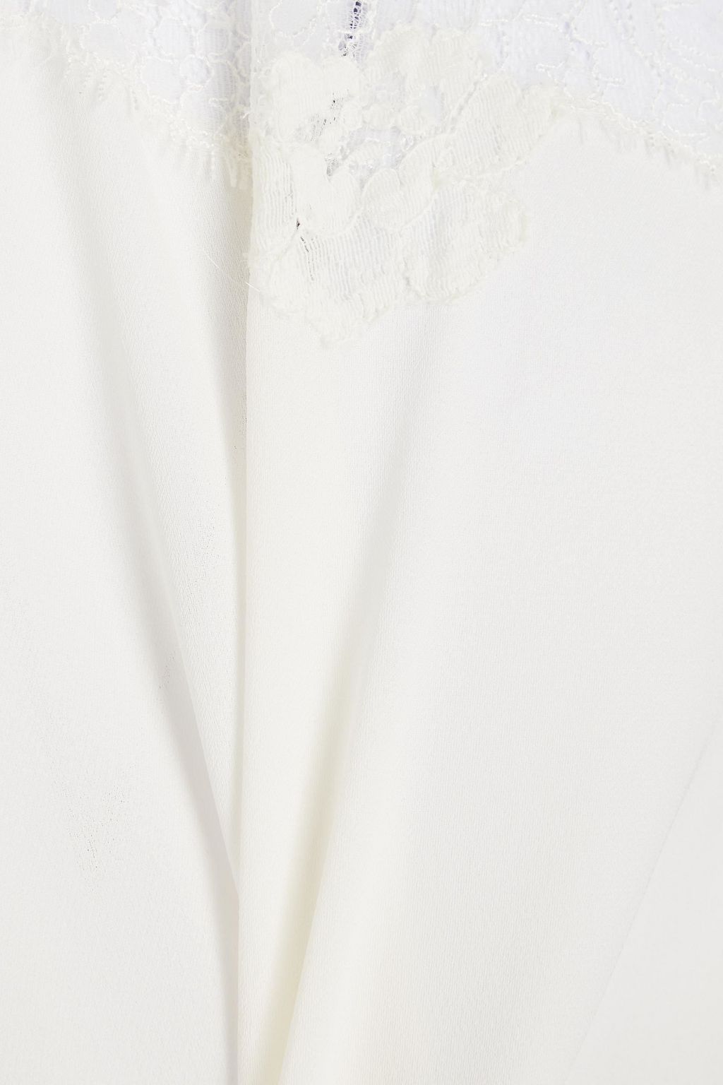 VALENTINO GARAVANI Lace-trimmed silk crepe de chine top