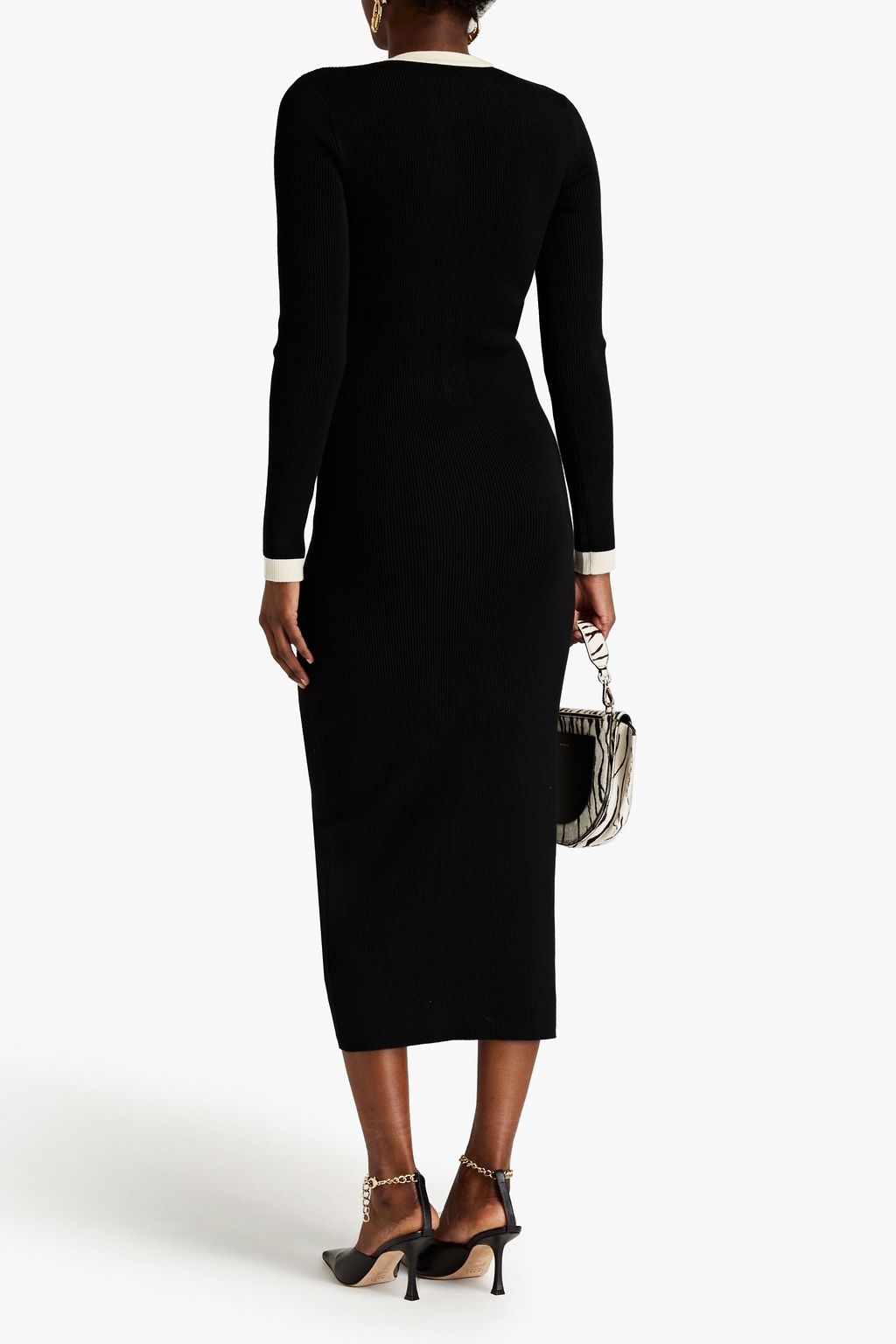 RONNY KOBO Mirella two-tone ribbed-knit midi dress