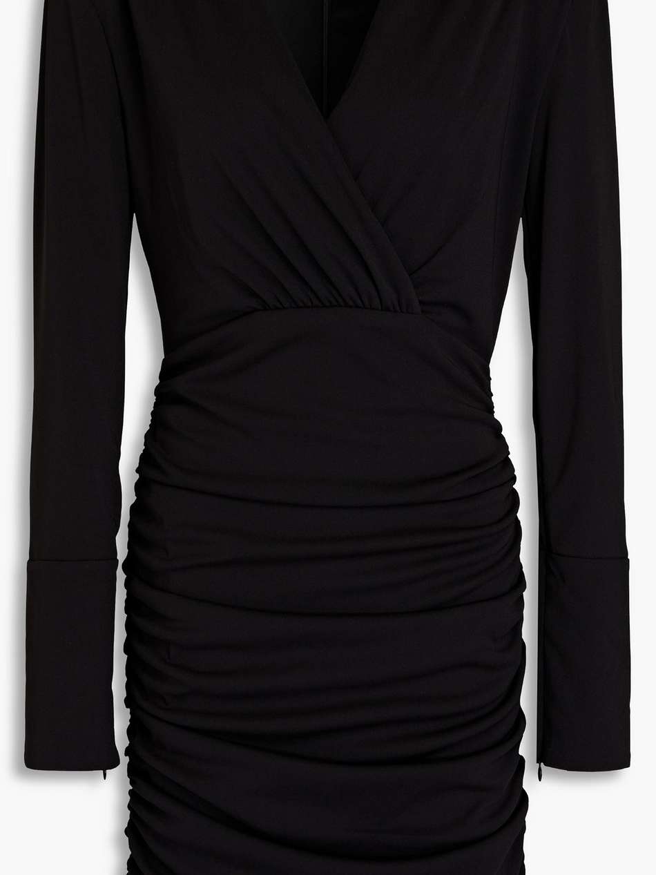 mariana wrap-effect ruched jersey mini dress