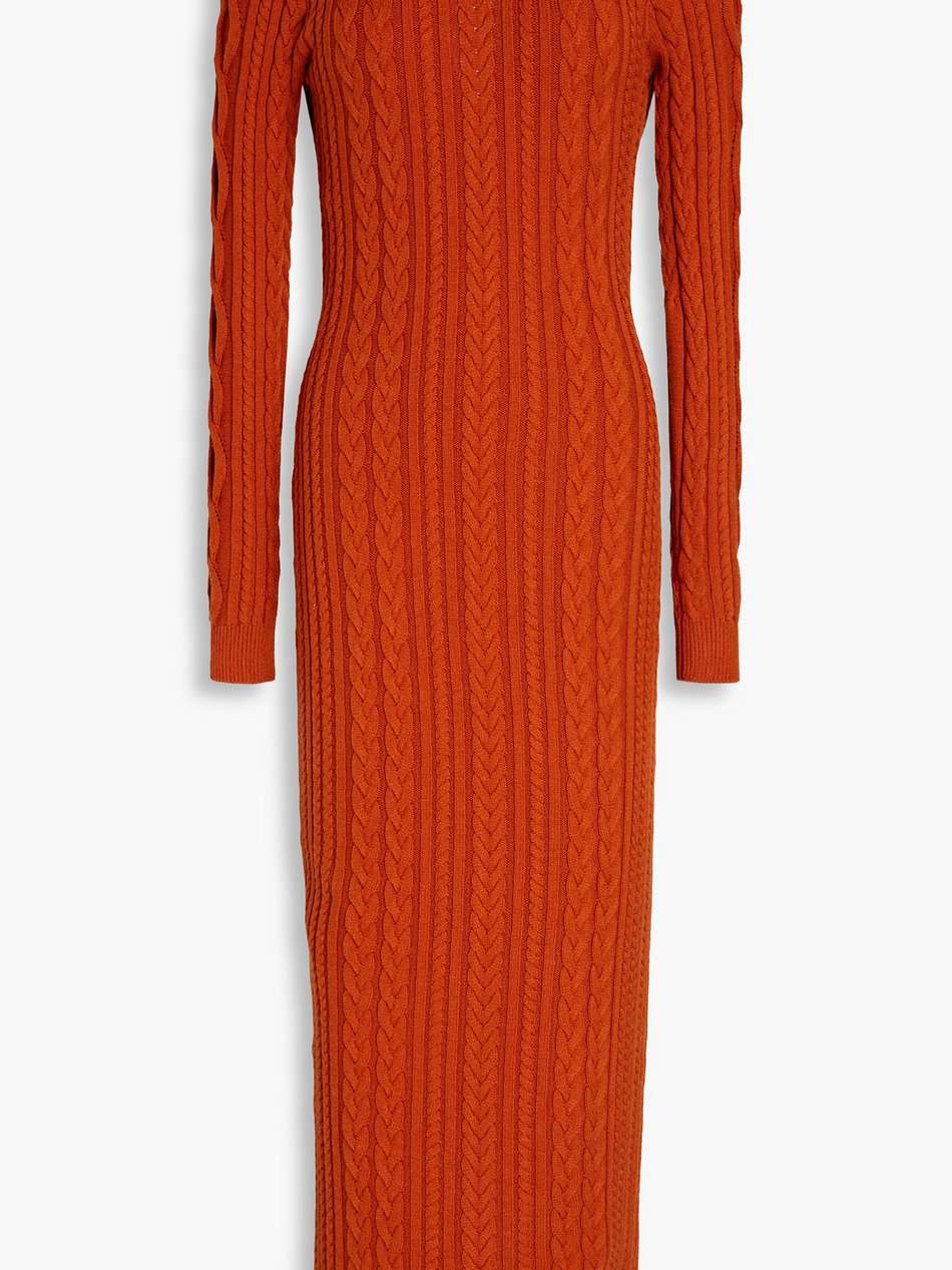 eire open-back cable-knit midi dress