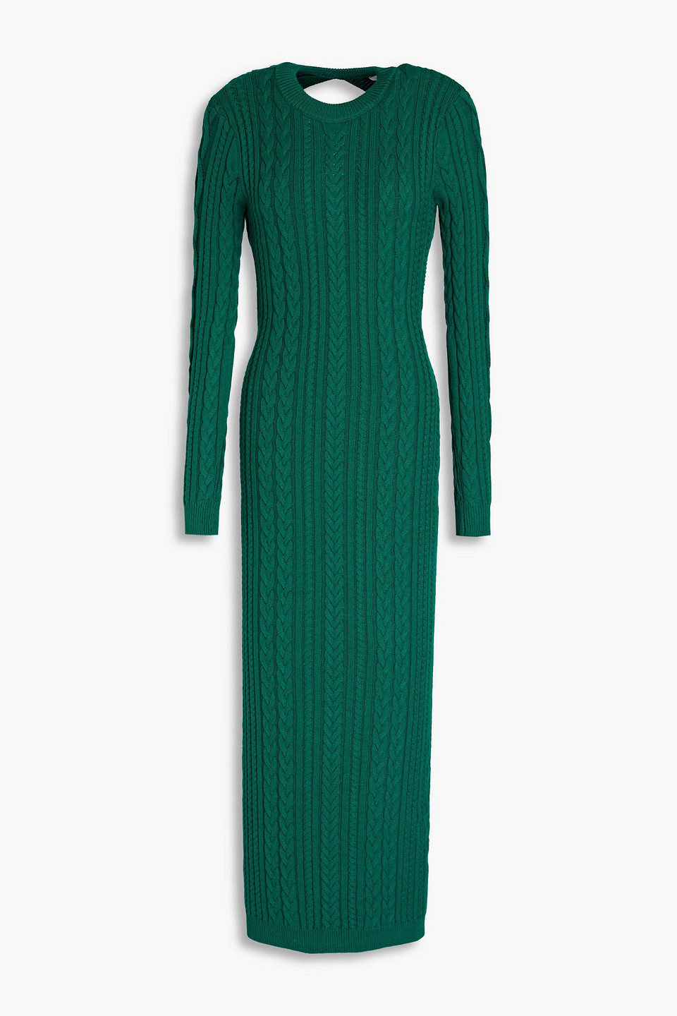 Ronny Kobo Eire Cutout Cable-knit Midi Dress In Emerald