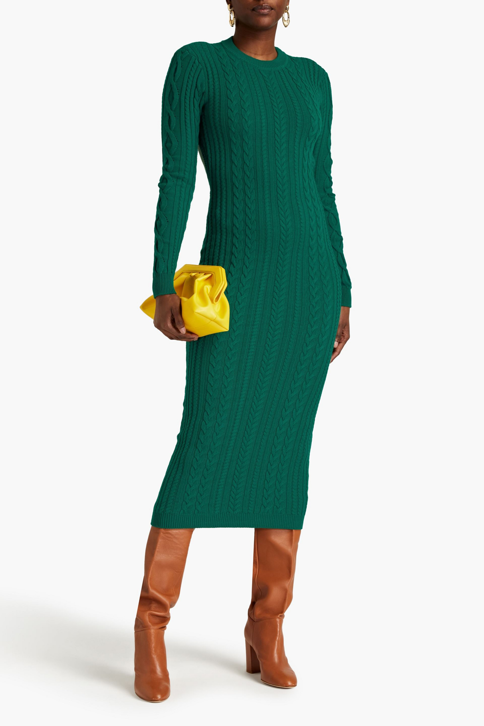 Ronny Kobo Eire open-back cable-knit midi dress