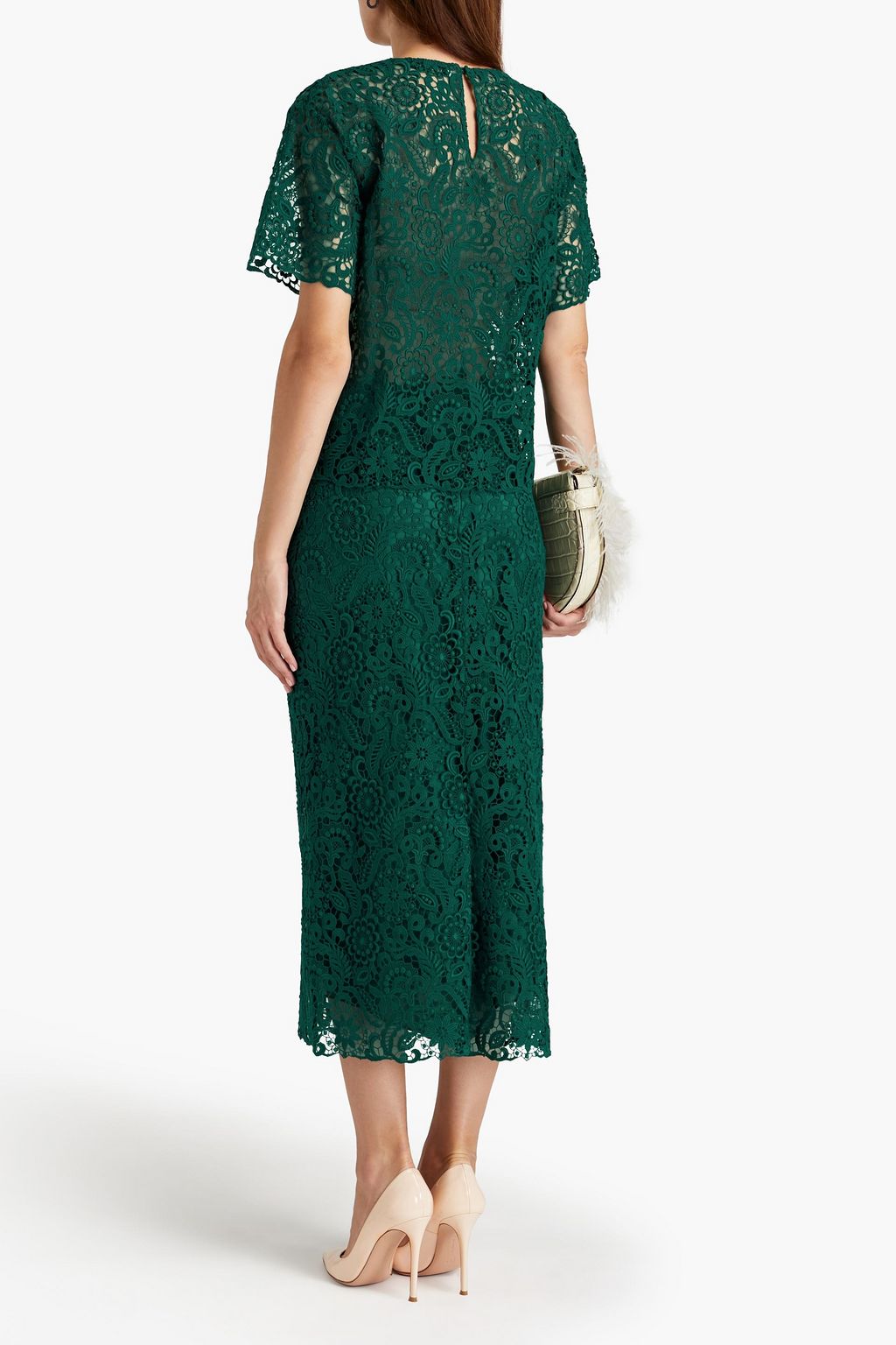 VALENTINO GARAVANI Guipure lace cotton-blend top