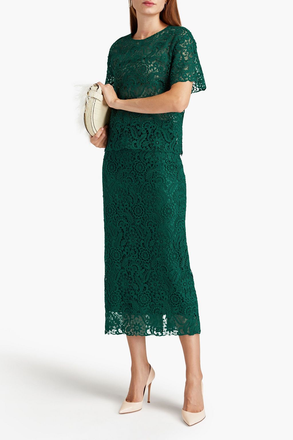 VALENTINO GARAVANI Guipure lace cotton-blend top