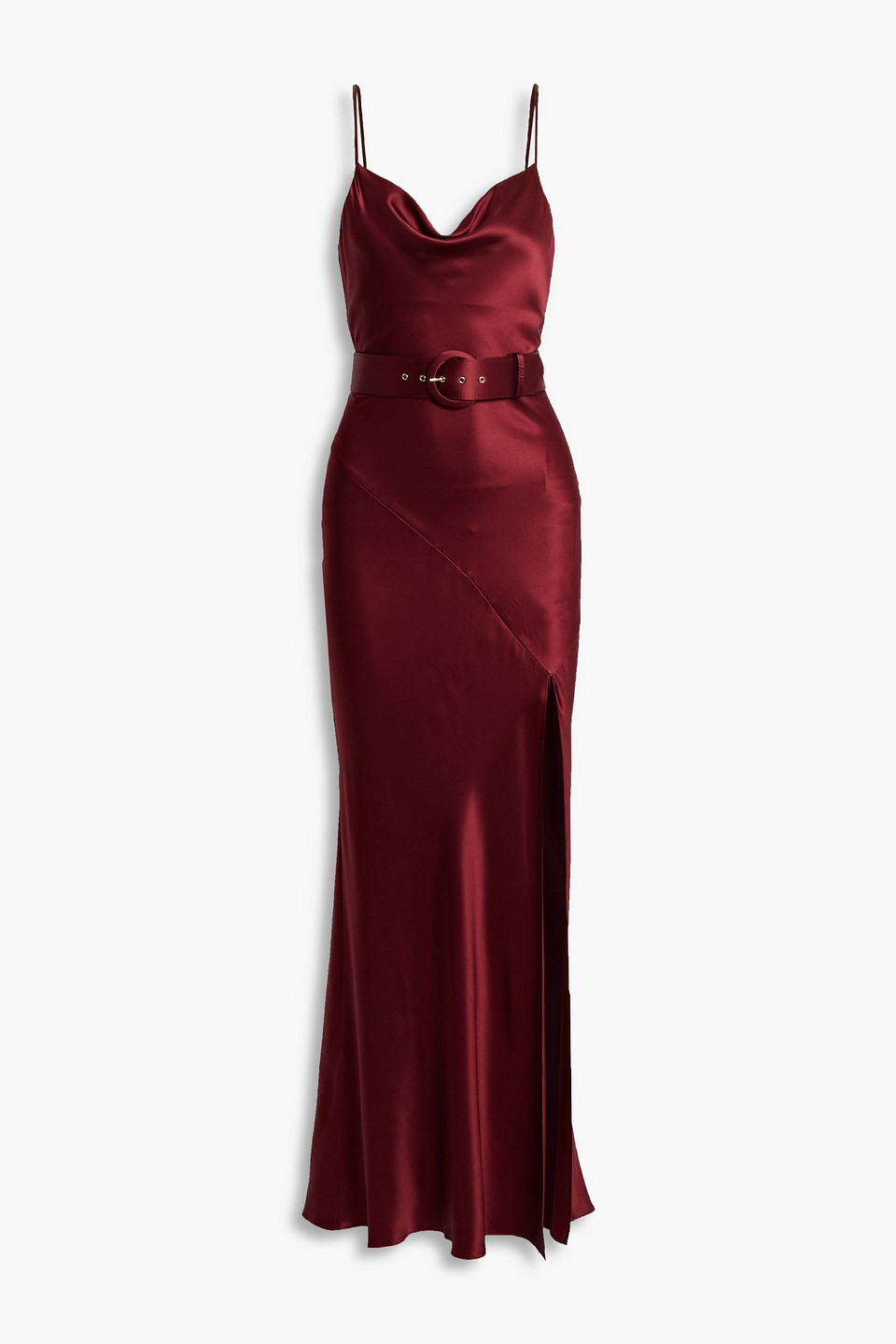 nicholas - belted silk-satin maxi dress - burgundy - us 2