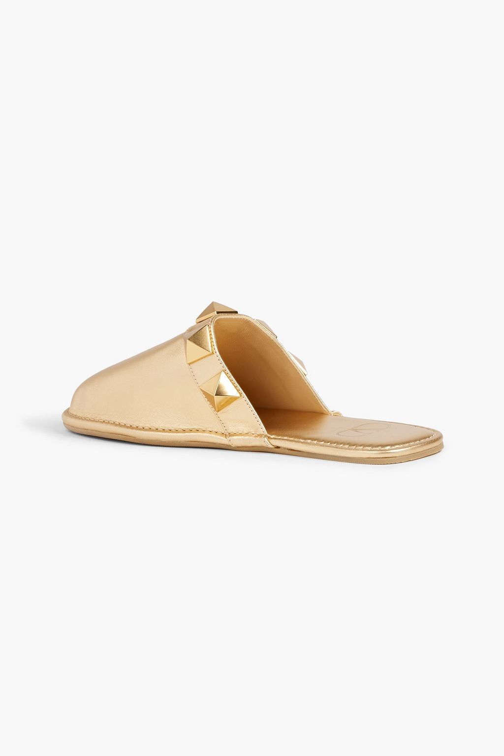 VALENTINO GARAVANI Roman Stud metallic leather slippers