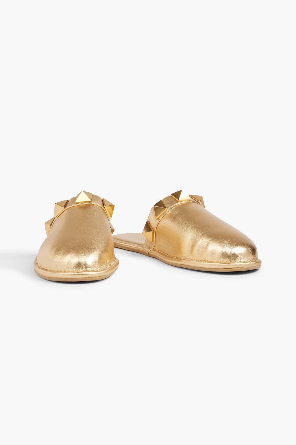 VALENTINO GARAVANI Roman Stud metallic leather slippers