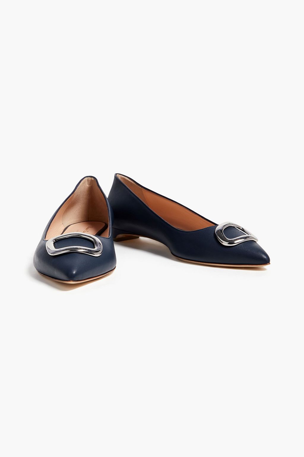 RUPERT SANDERSON Bedfa buckle-embellished leather point-toe flats