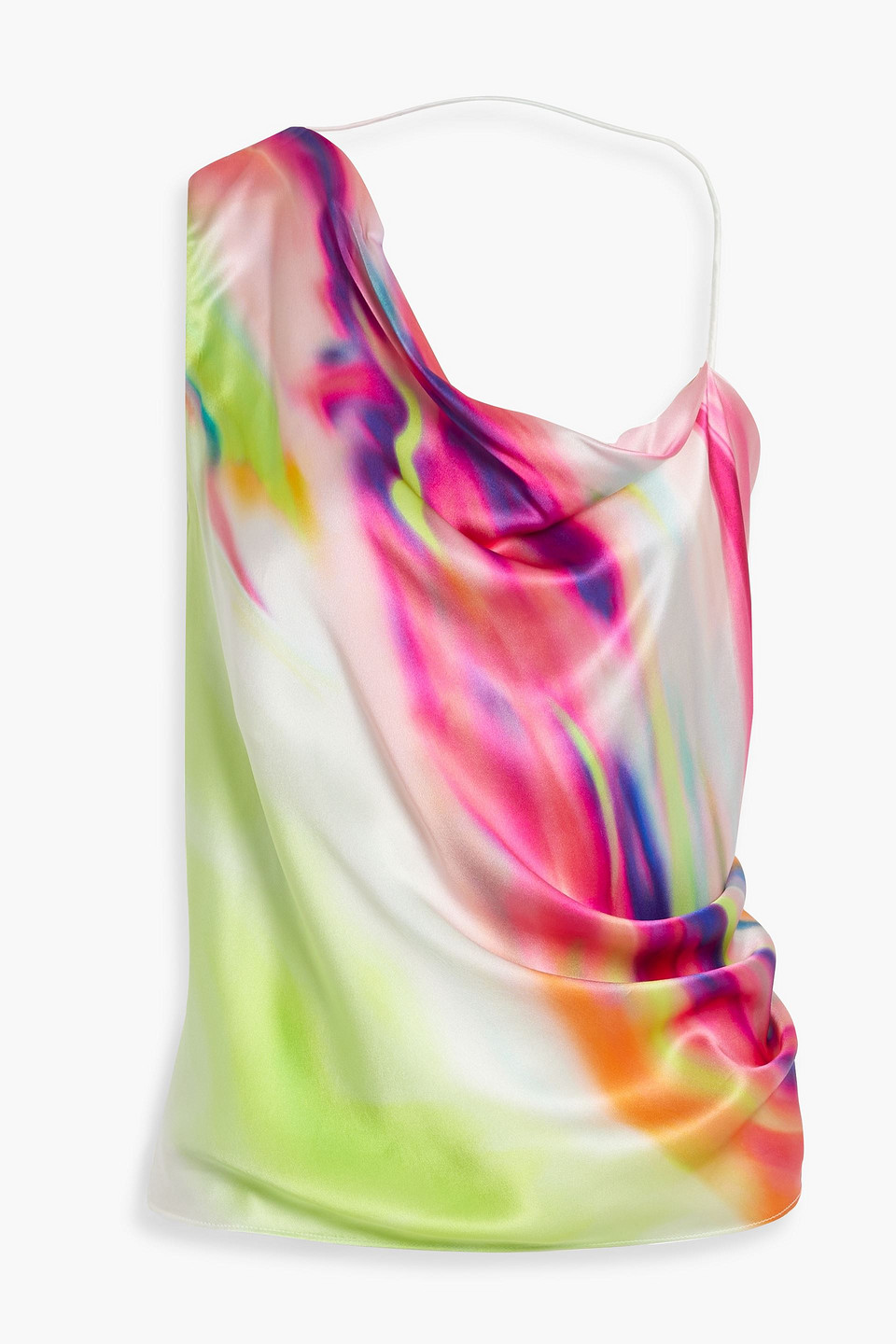 Et Ochs Hannah Draped Tie-dyed Silk-satin Top In Pink