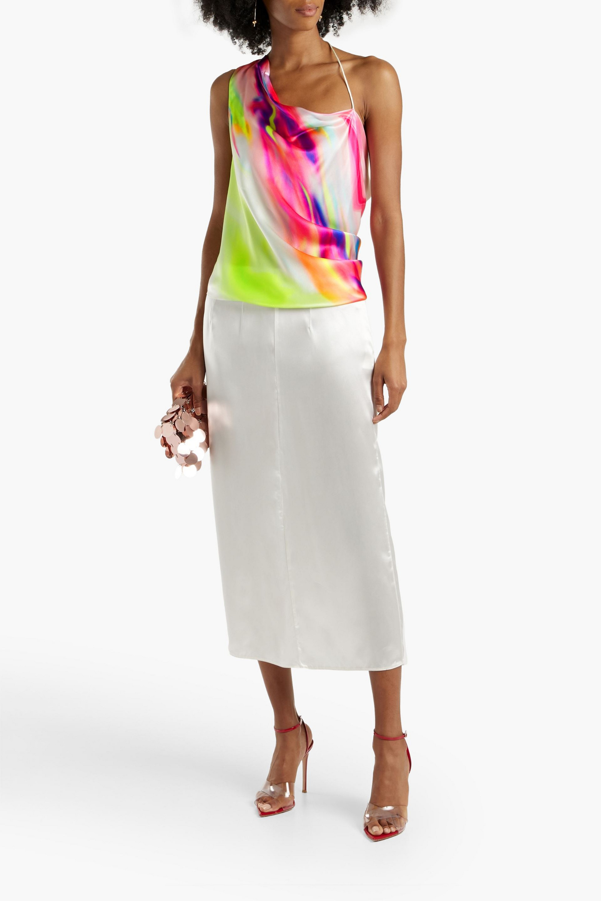 ET OCHS Hannah draped tie-dyed silk-satin top