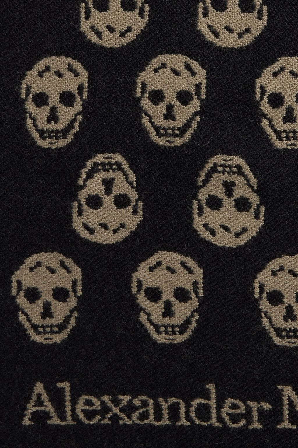 MCQUEEN Fringed wool-jacquard scarf