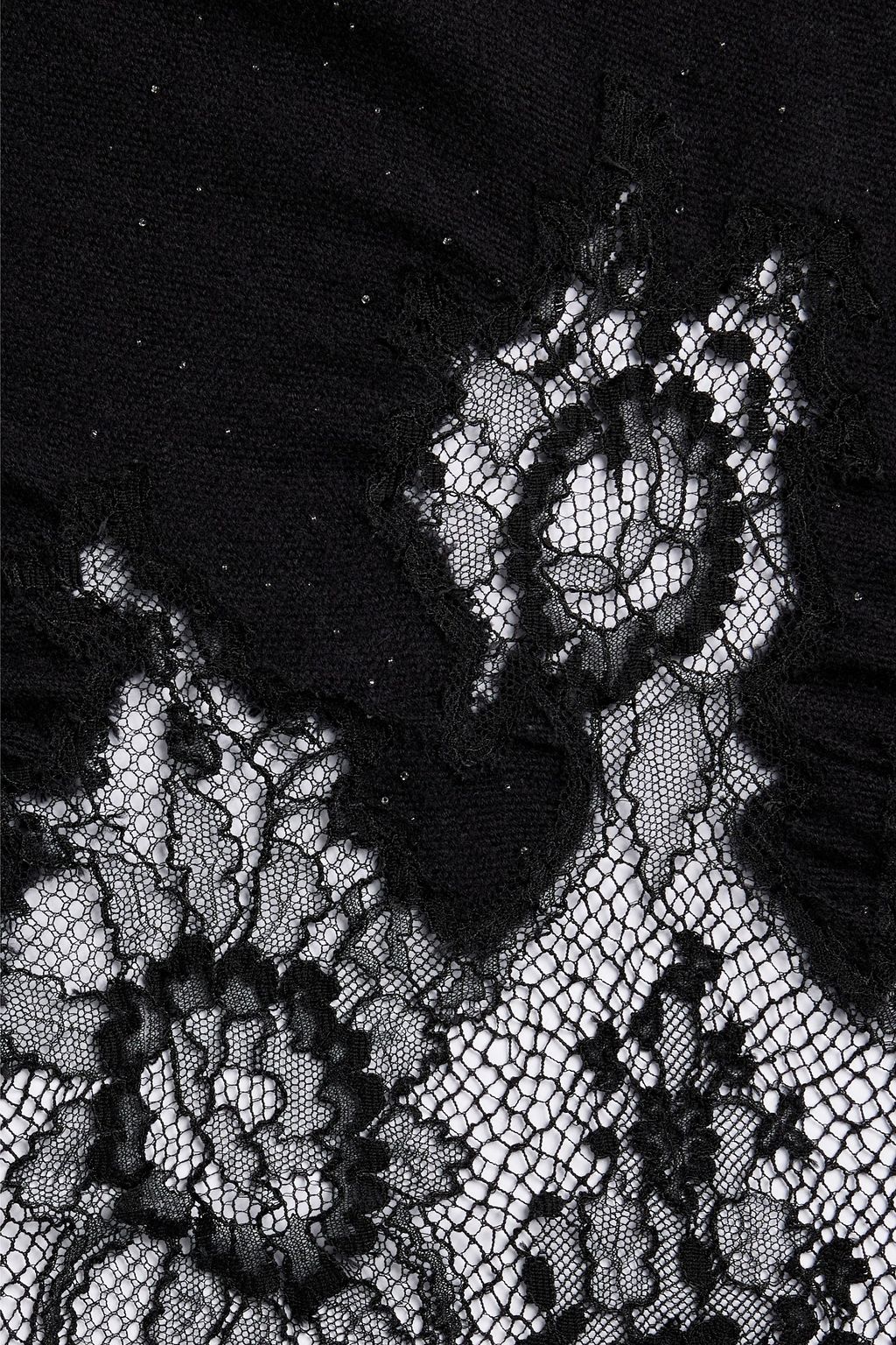 VALENTINO GARAVANI Lace-paneled plissé-woven wrap