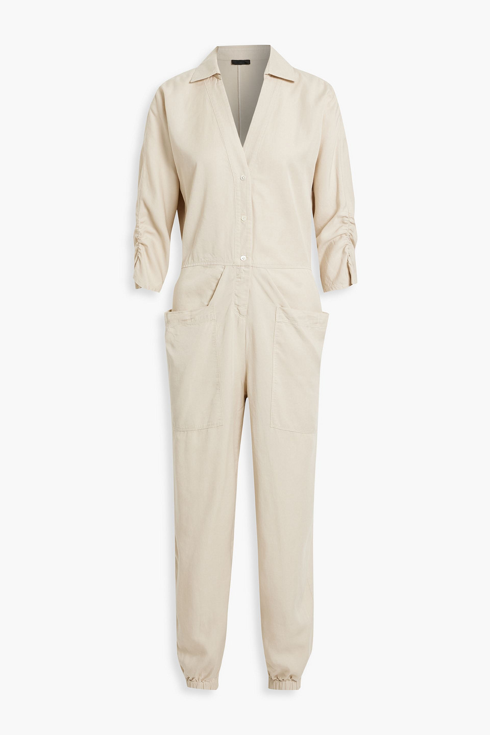 Atm Anthony Thomas Melillo Lyocell-blend Twill Jumpsuit In Stone