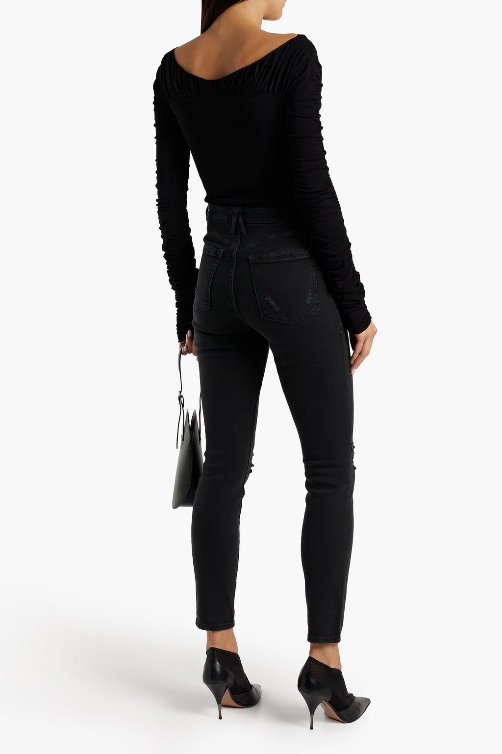 GOOD AMERICAN Good Waist distressed high-rise skinny jeans