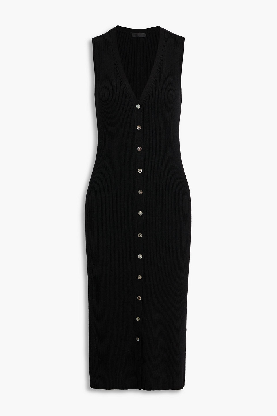 Atm Anthony Thomas Melillo Ribbed Merino Wool Midi Dress In Black