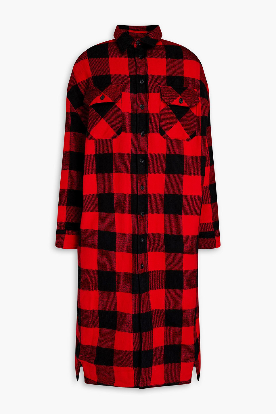 R13 Oversized Padded Checked Cotton-flannel Coat In Red