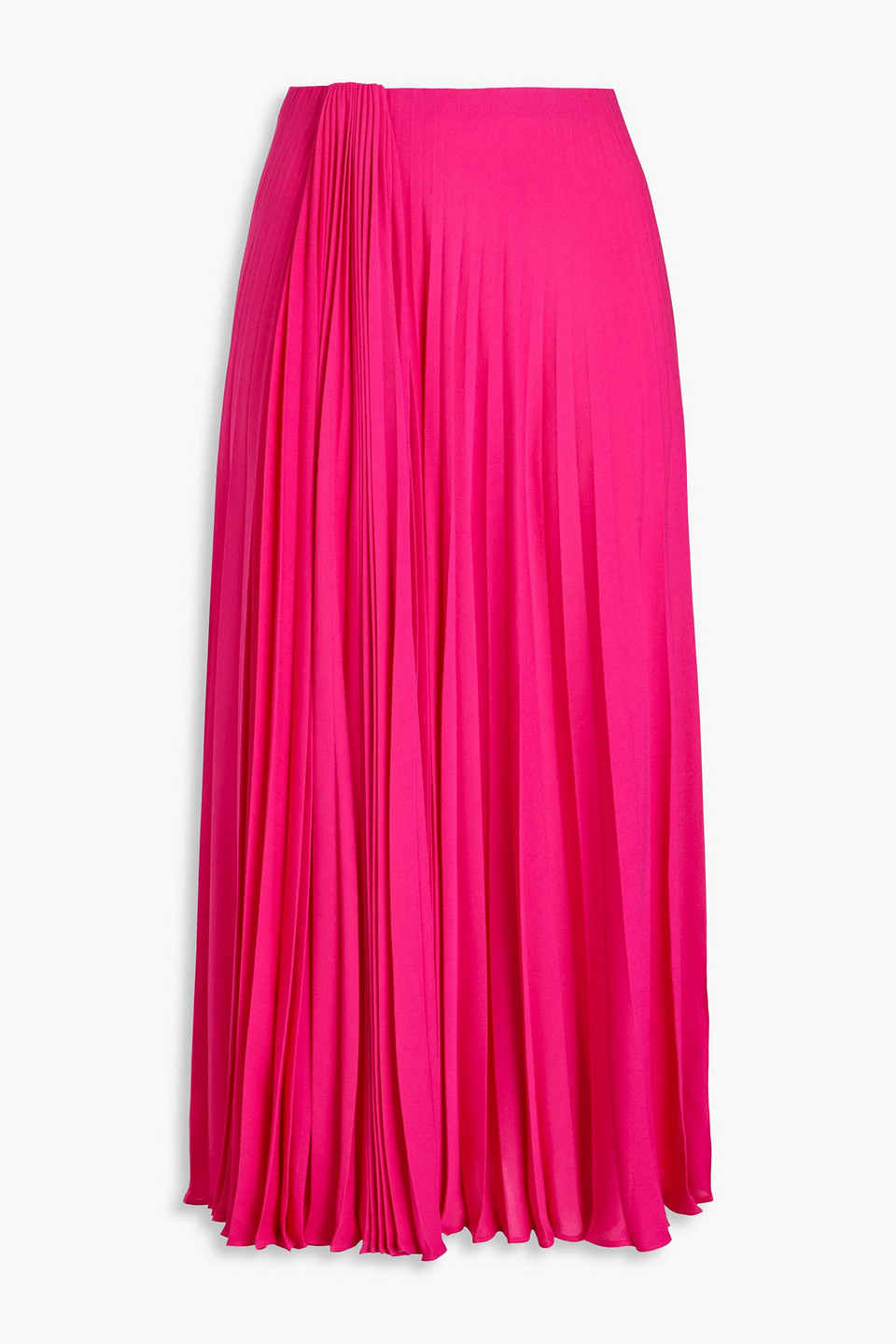 Pleated silk-crepe midi skirt