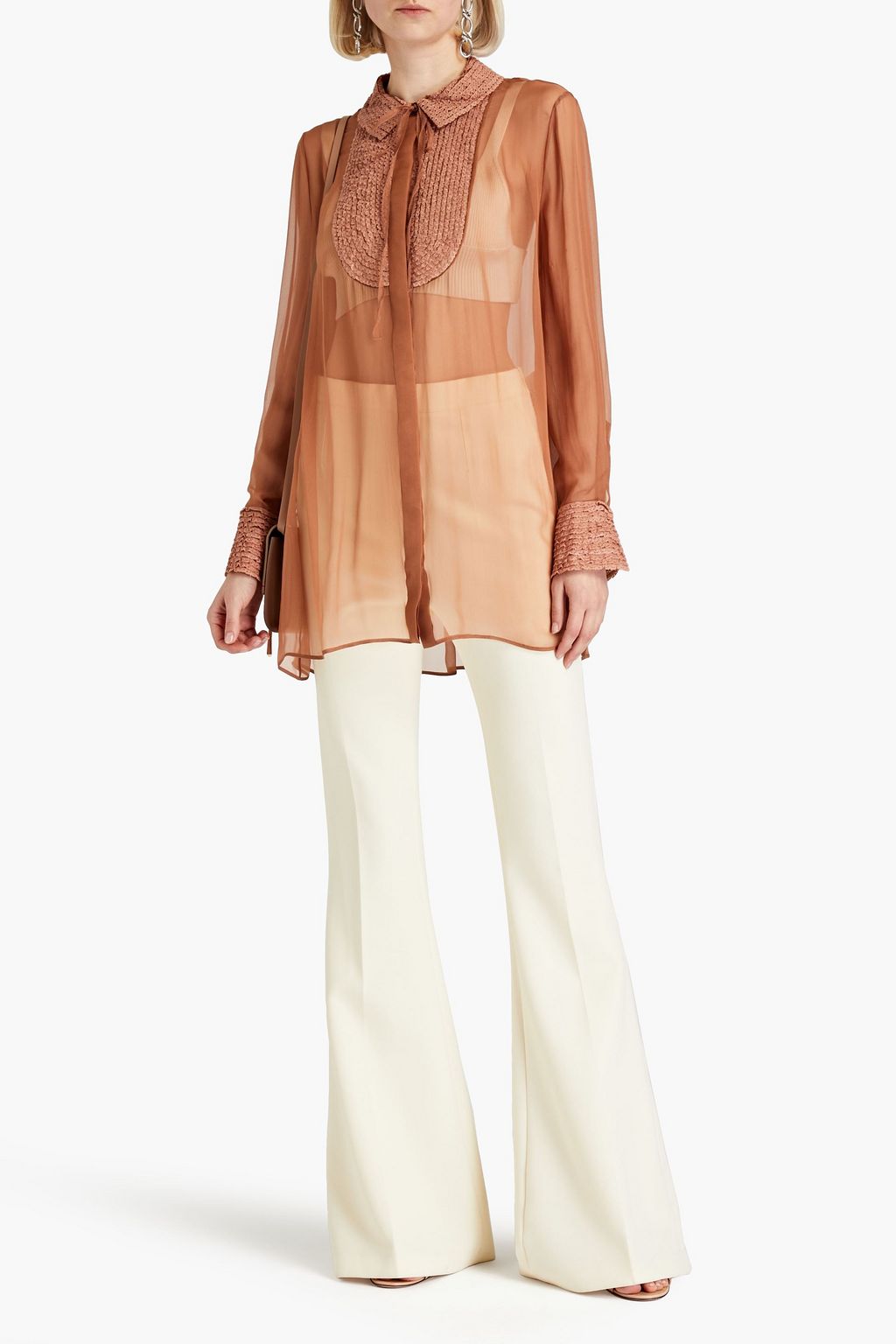 VALENTINO GARAVANI Pussy-bow silk-chiffon shirt