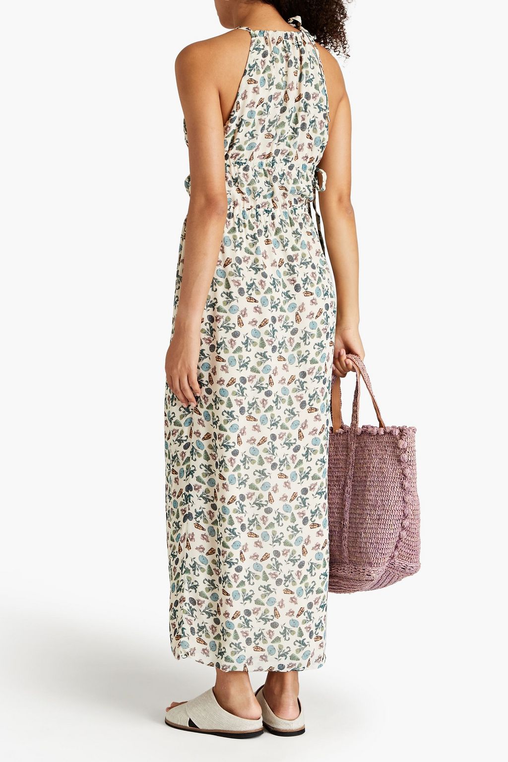 SENSI STUDIO Printed georgette halterneck maxi dress