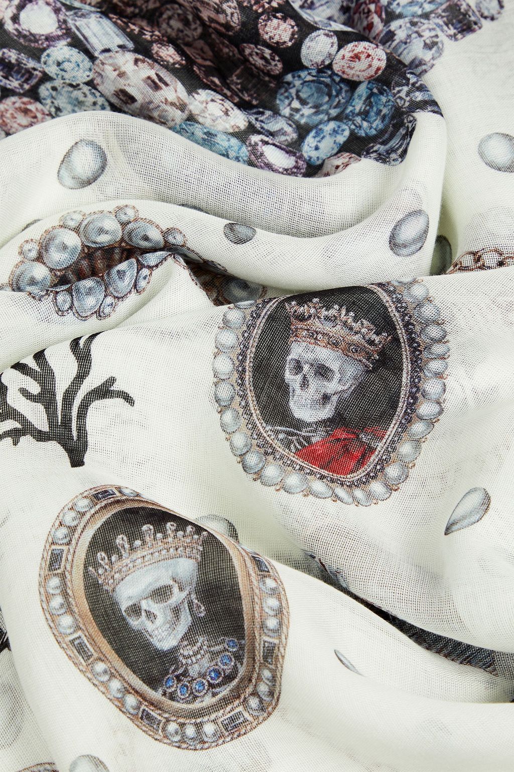 MCQUEEN Frayed printed modal-gauze scarf