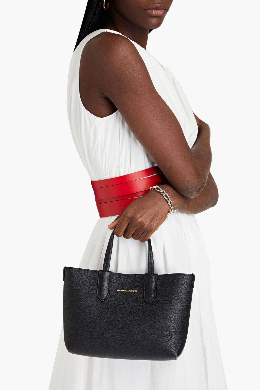 MCQUEEN Pebbled-leather tote