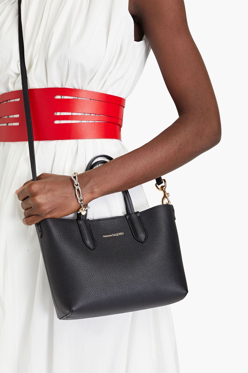 MCQUEEN Pebbled-leather tote