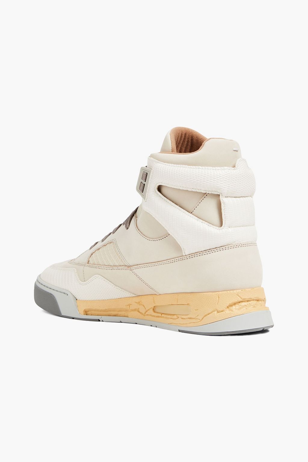 MAISON MARGIELA Lizard-effect leather, nubuck and mesh high-top sneakers