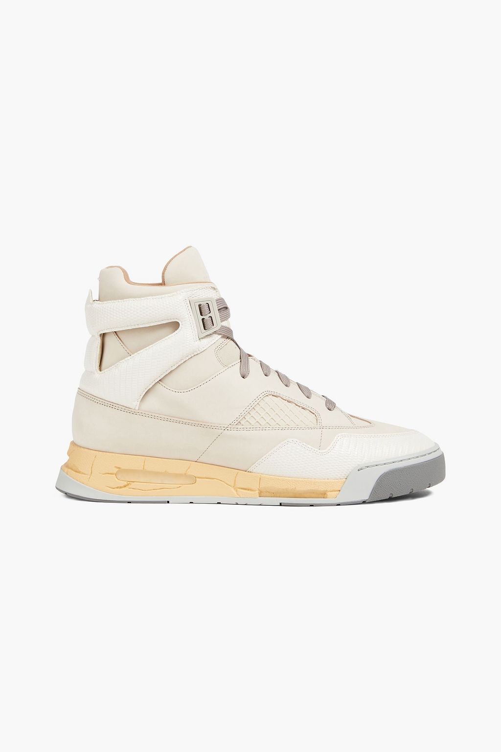 MAISON MARGIELA Smooth and lizard-effect leather high-top sneakers ...