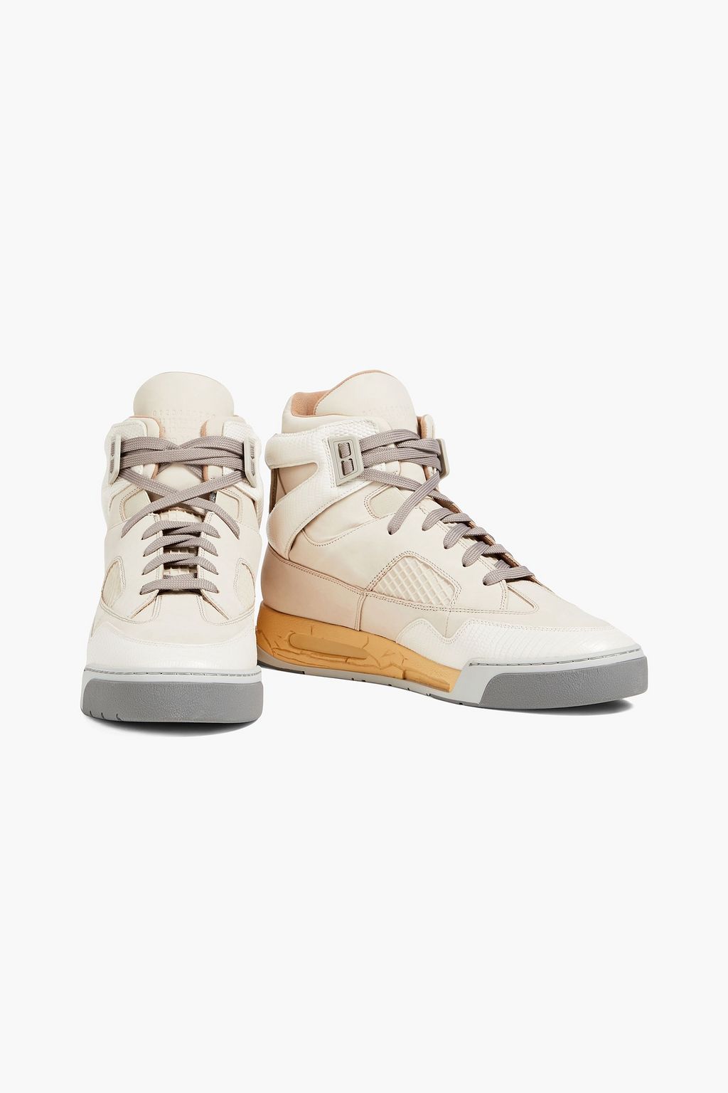 MAISON MARGIELA Lizard-effect leather, nubuck and mesh high-top sneakers