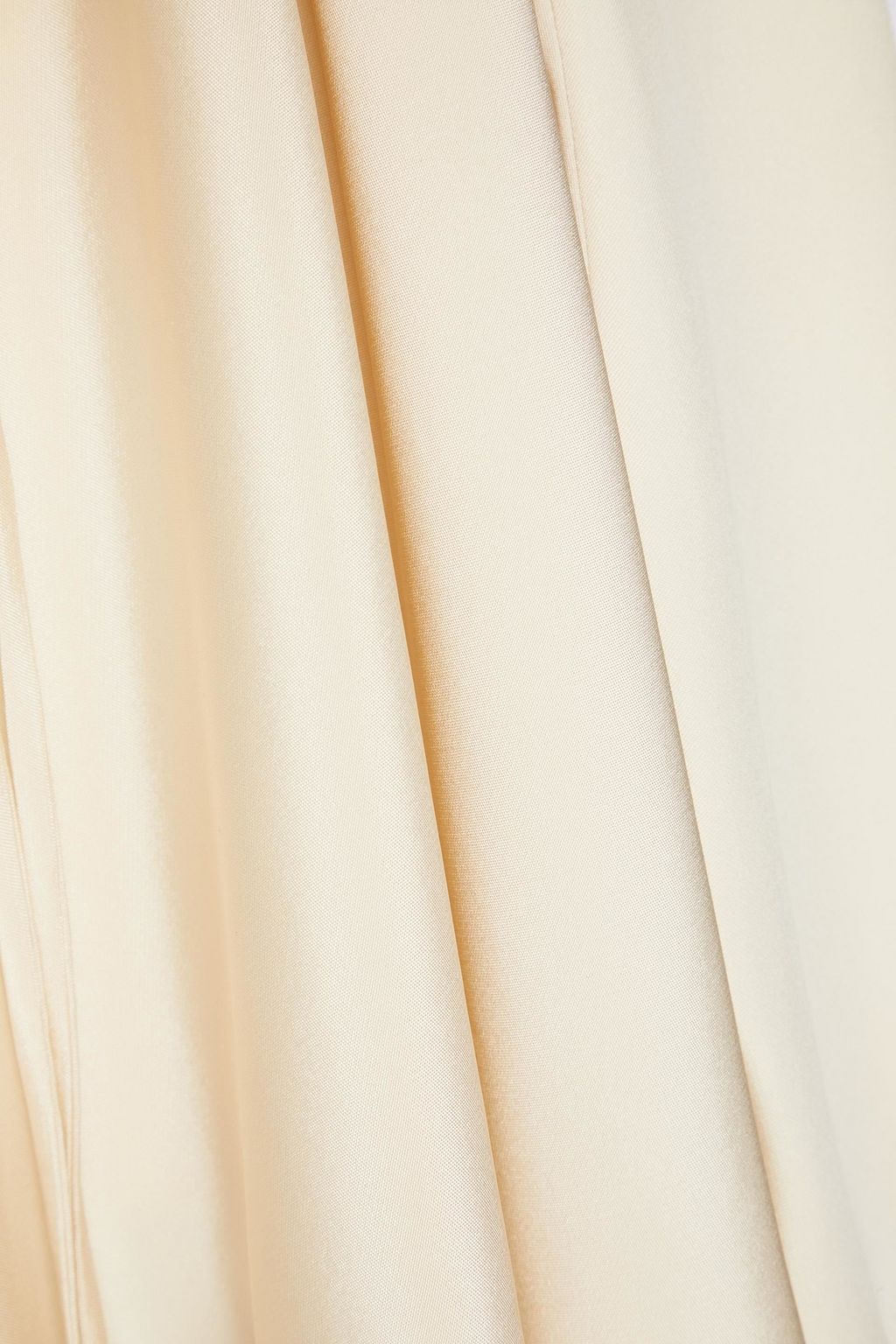 VALENTINO GARAVANI Lace-paneled gathered silk-satin dress