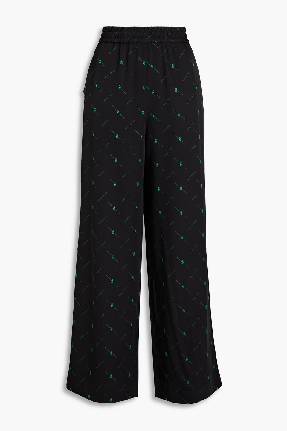 Gestuz Hannigz Printed Twill Wide-leg Trousers In Black