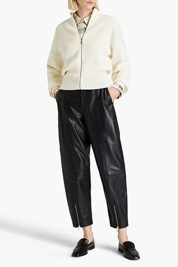 j brand nila leather pleated trousers