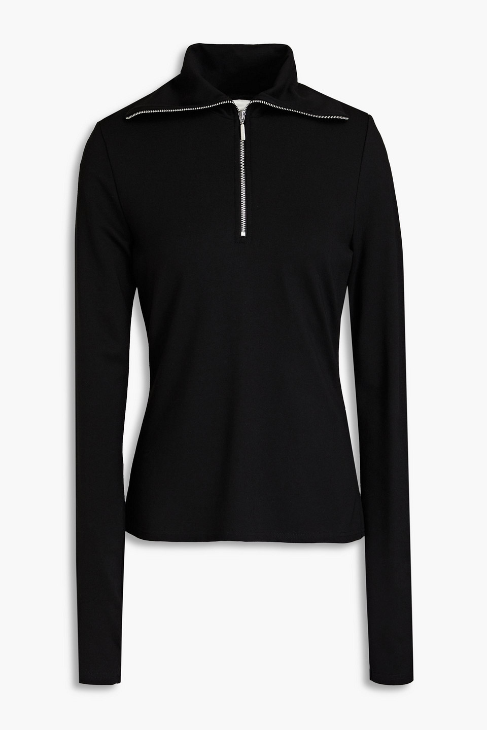 Gestuz Malbagz Tencel-blend Jersey Half-zip Turtleneck Top In Black