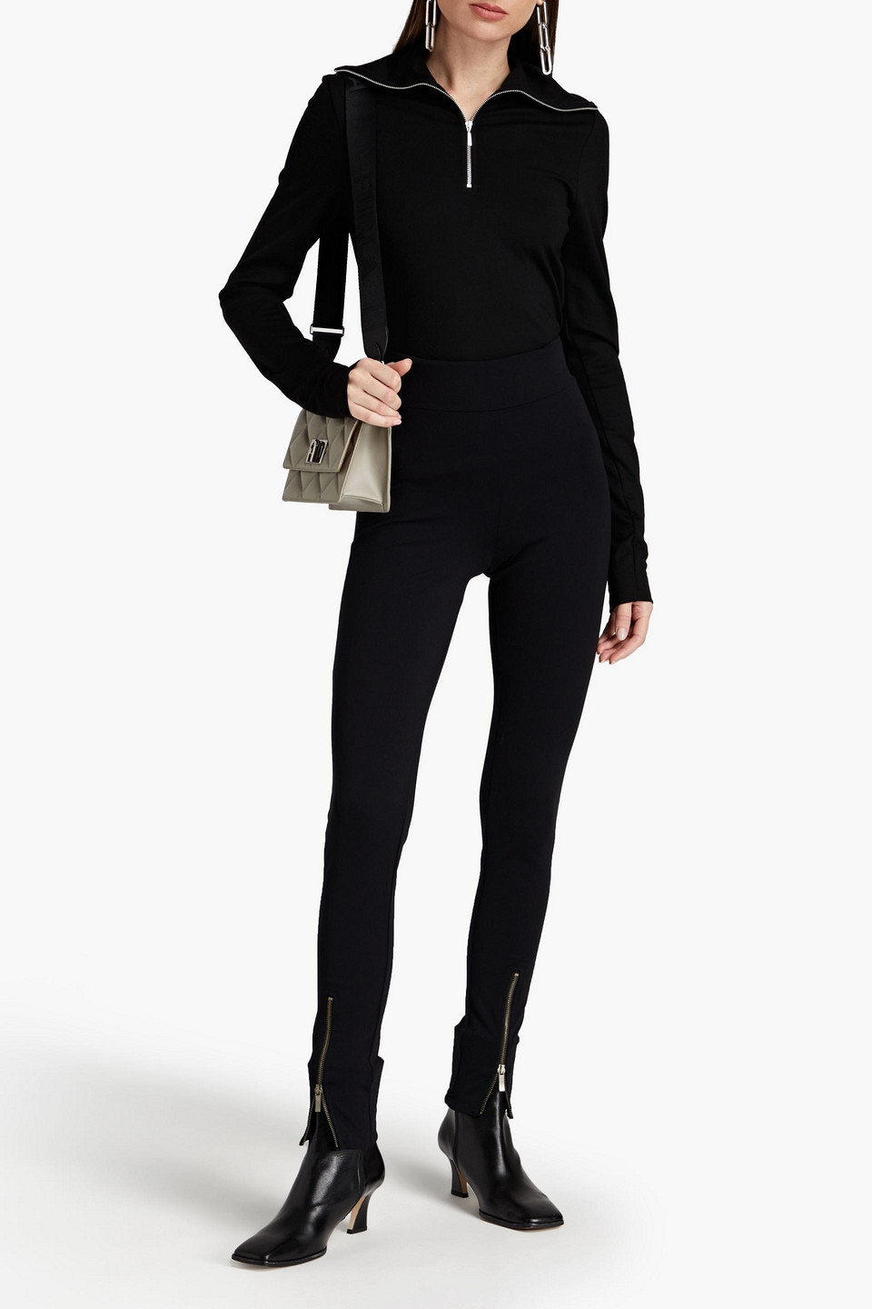 GESTUZ MALBAGZ TENCEL-BLEND JERSEY HALF-ZIP TURTLENECK TOP 3074457345633913659