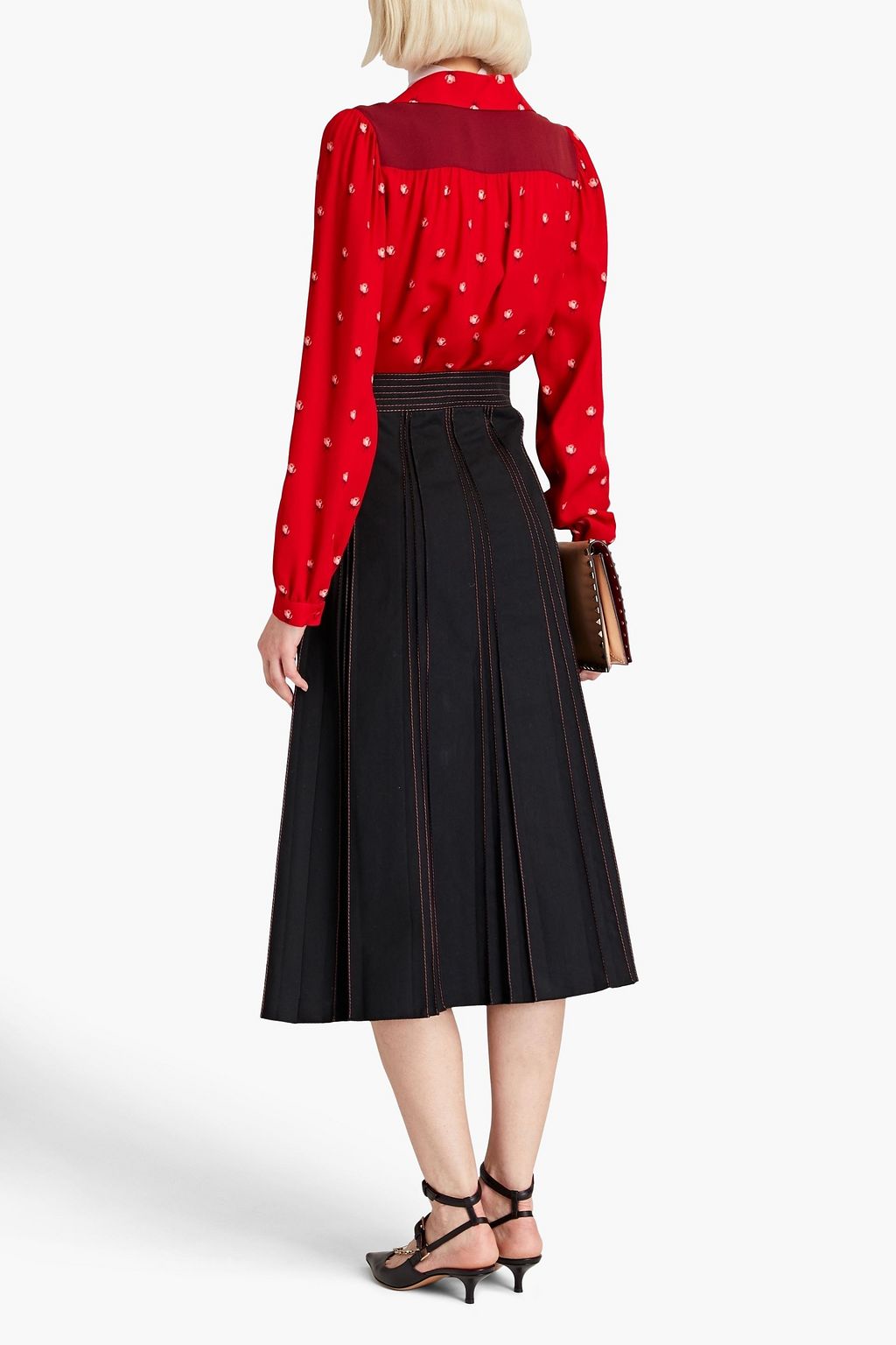VALENTINO GARAVANI Schluppenbluse aus Seiden-Crêpe mit floralem Print