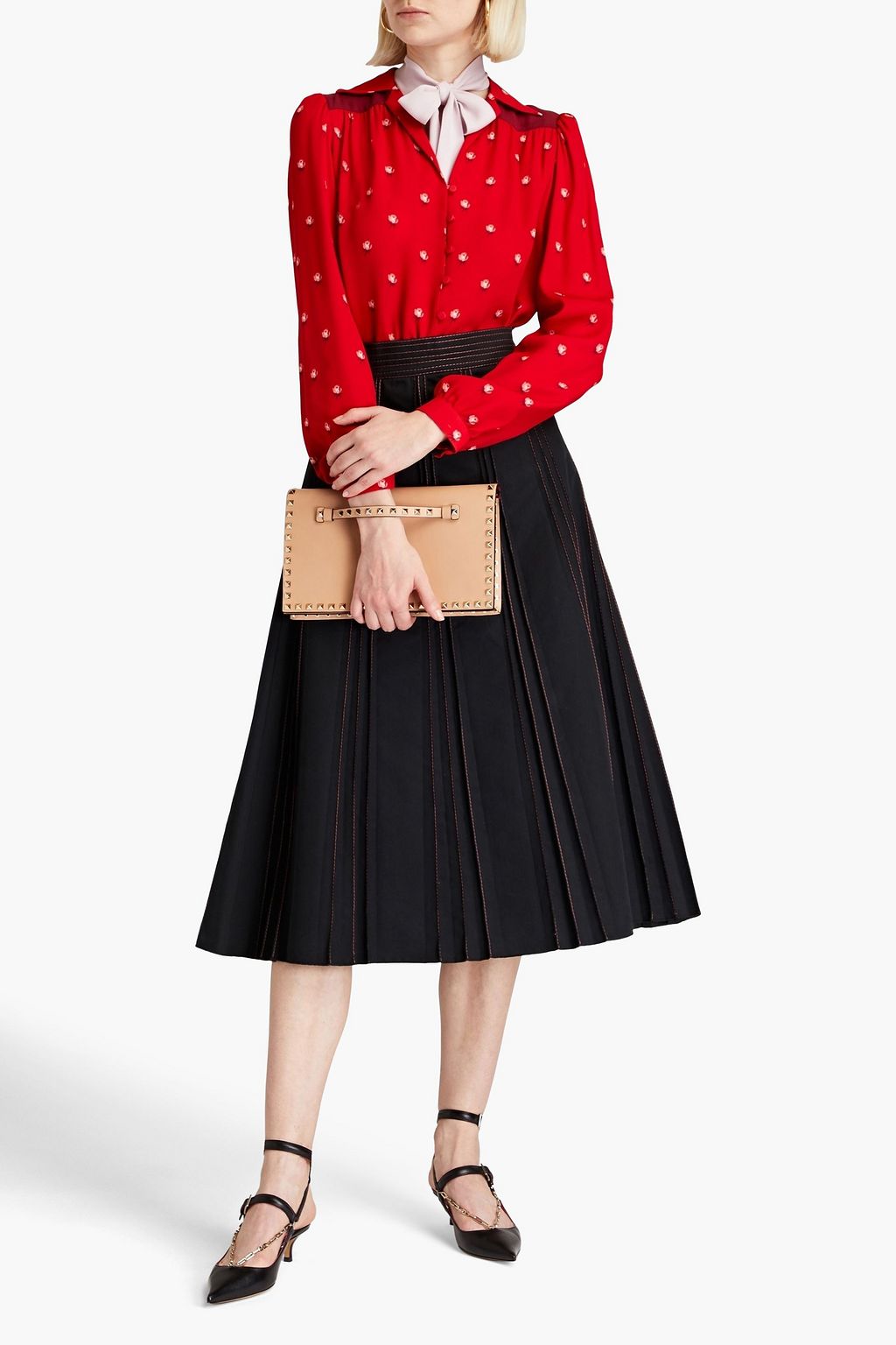 VALENTINO GARAVANI Schluppenbluse aus Seiden-Crêpe mit floralem Print