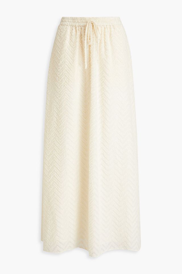 Belle frayed printed georgette maxi skirt