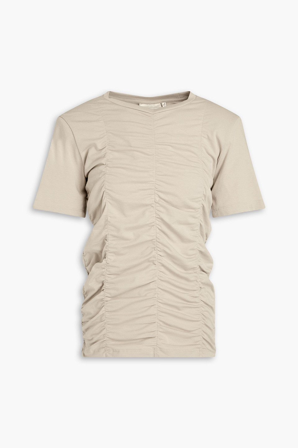 Gestuz Ariana Gz Ruched Stretch-cotton Jersey T-shirt In Brown