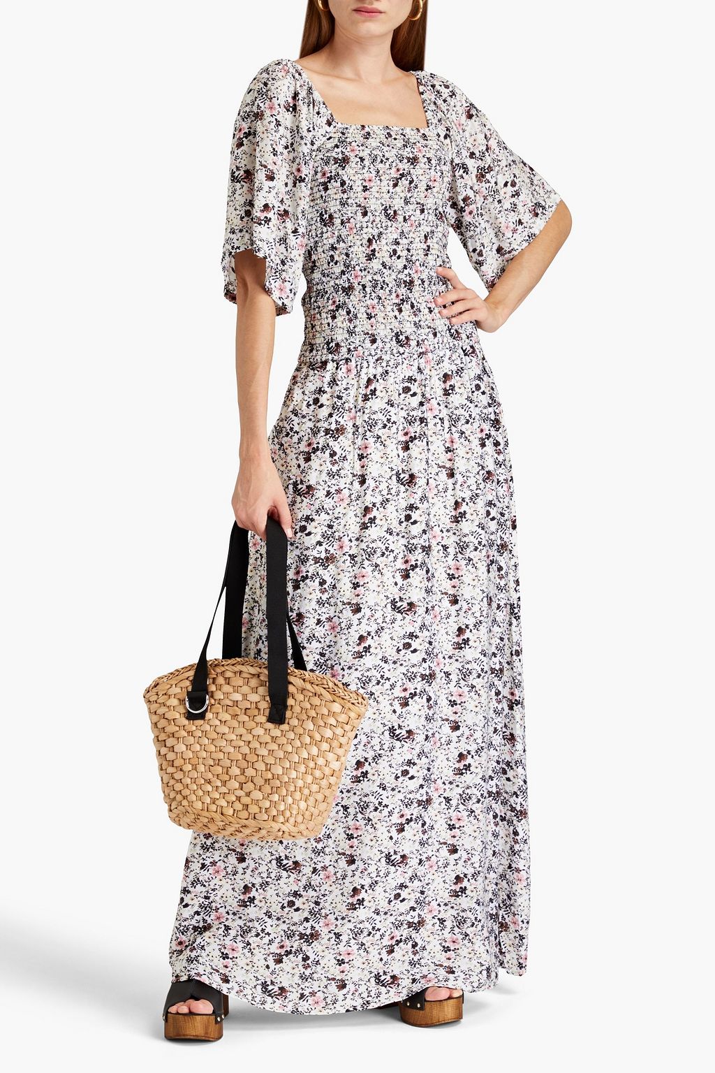 GESTUZ JosyGZ gathered floral-print woven maxi skirt