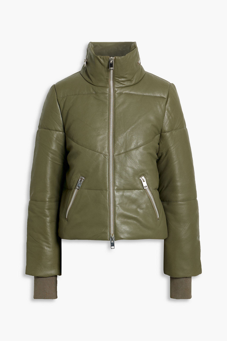 Walter Baker Edwina Quilted Leather Jacket In Army Green