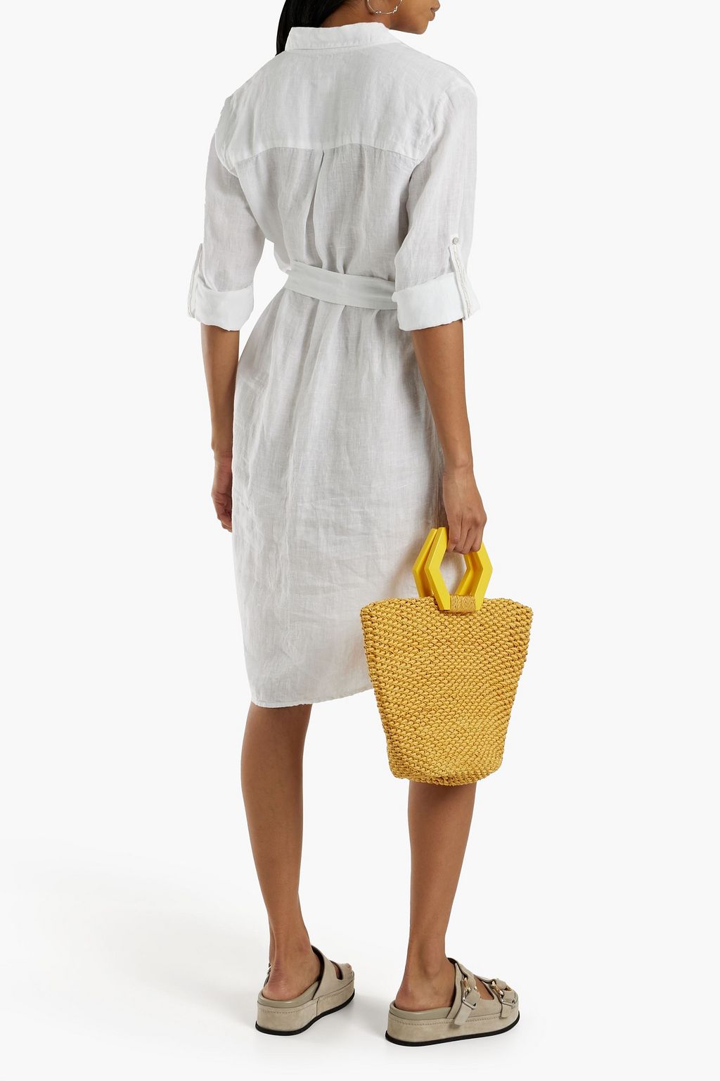 120% LINO Belted linen shirt dress