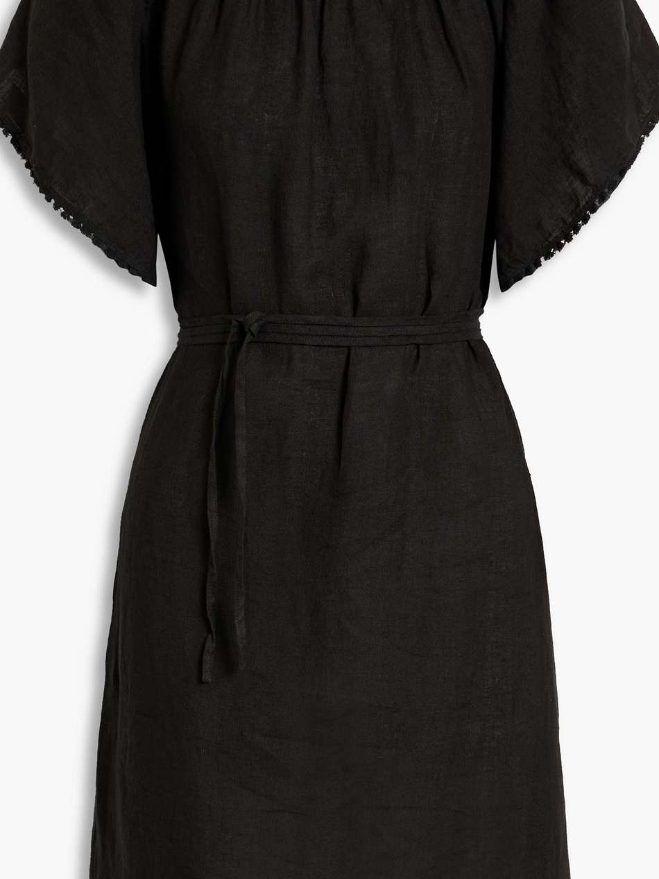 belted tasseled linen mini dress