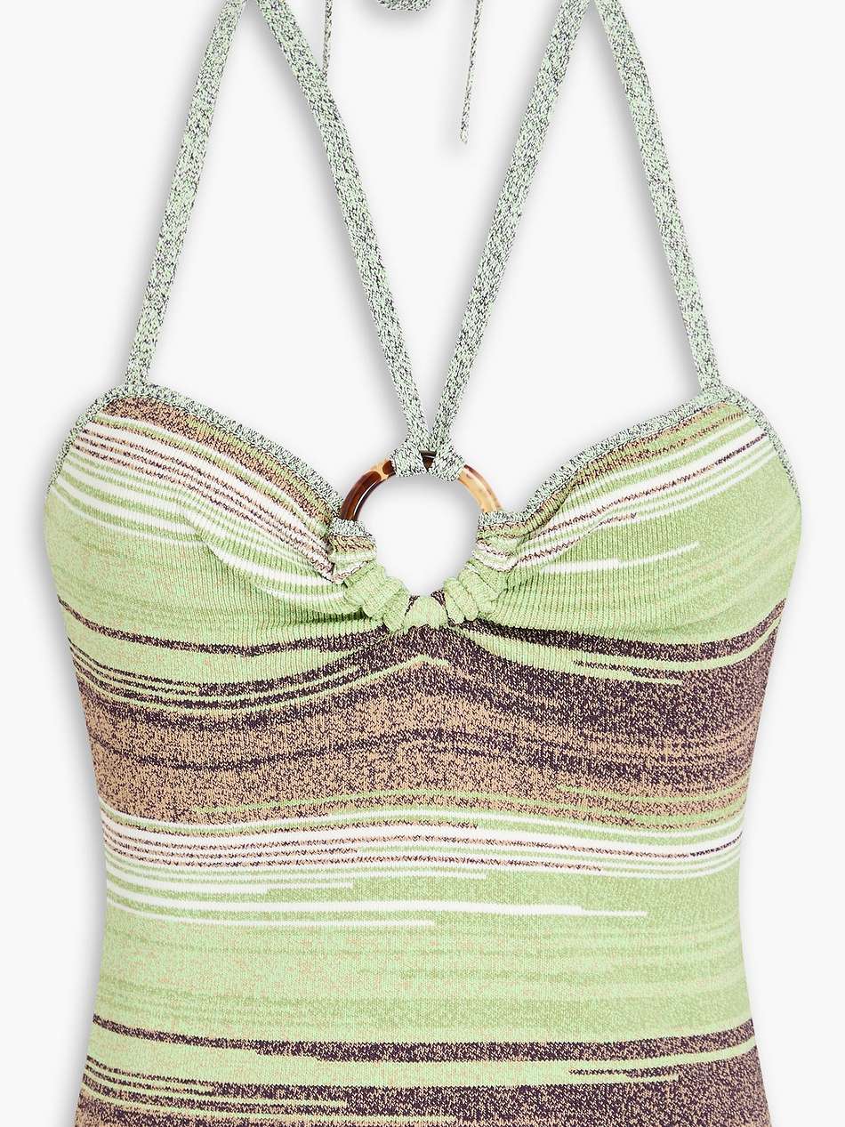 velza ring-embellished knitted halterneck top