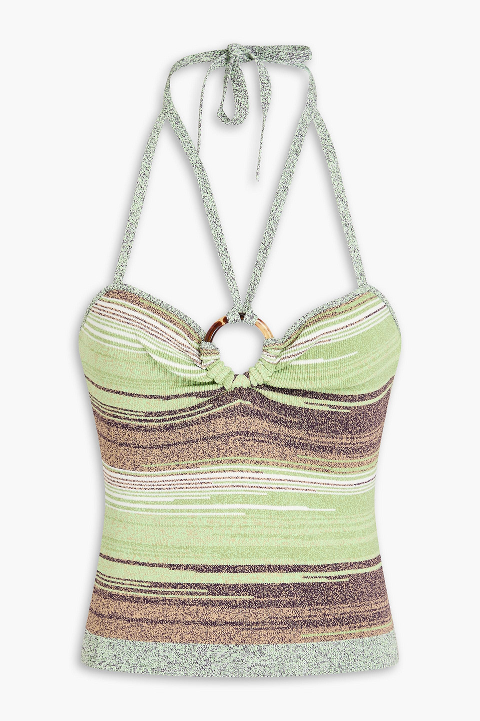 Veronica Beard - Velza ring-embellished knitted halterneck top - Green - L