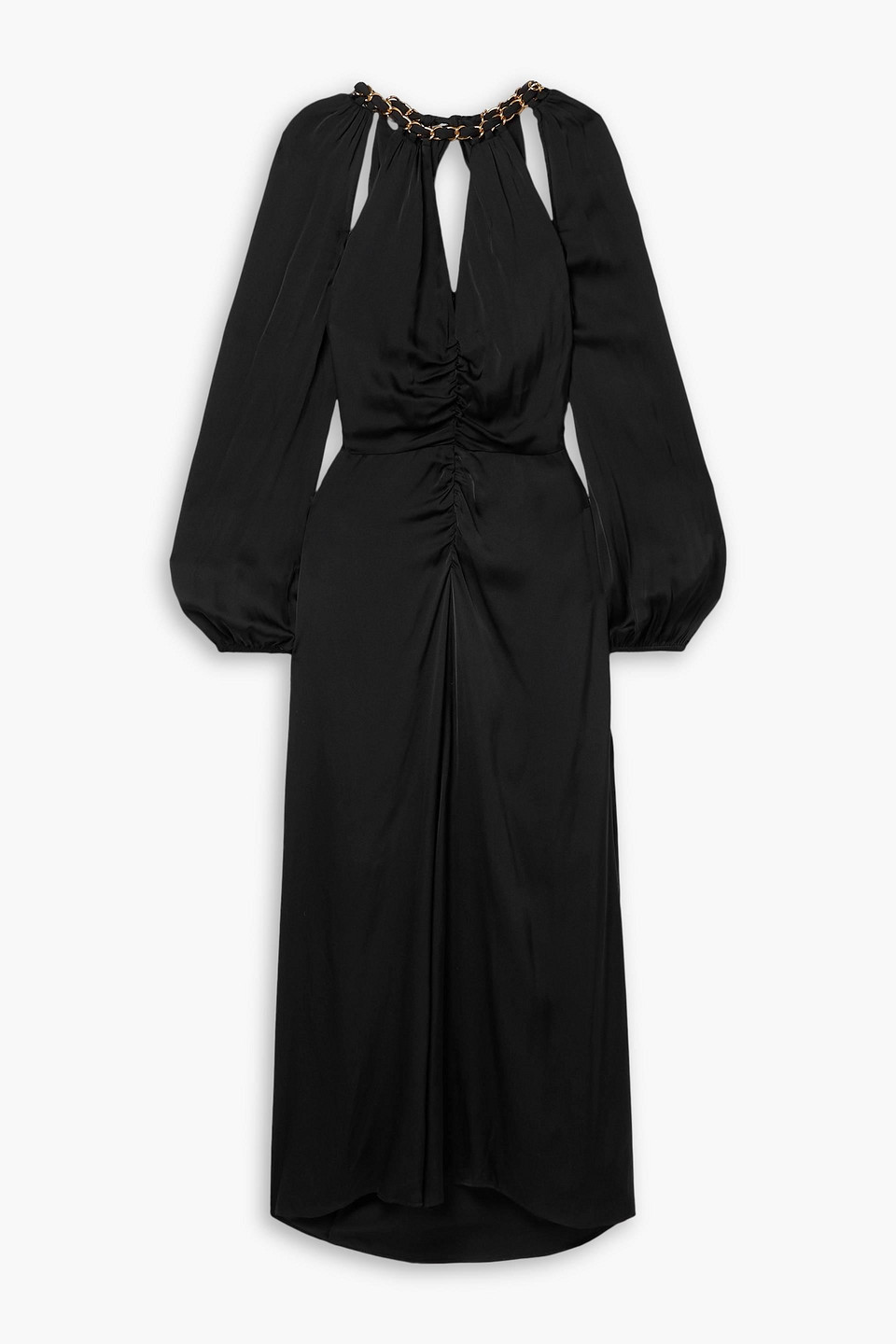 VERONICA BEARD FAYLA CHAIN-EMBELLISHED CUTOUT SILK-BLEND CHIFFON MIDI DRESS